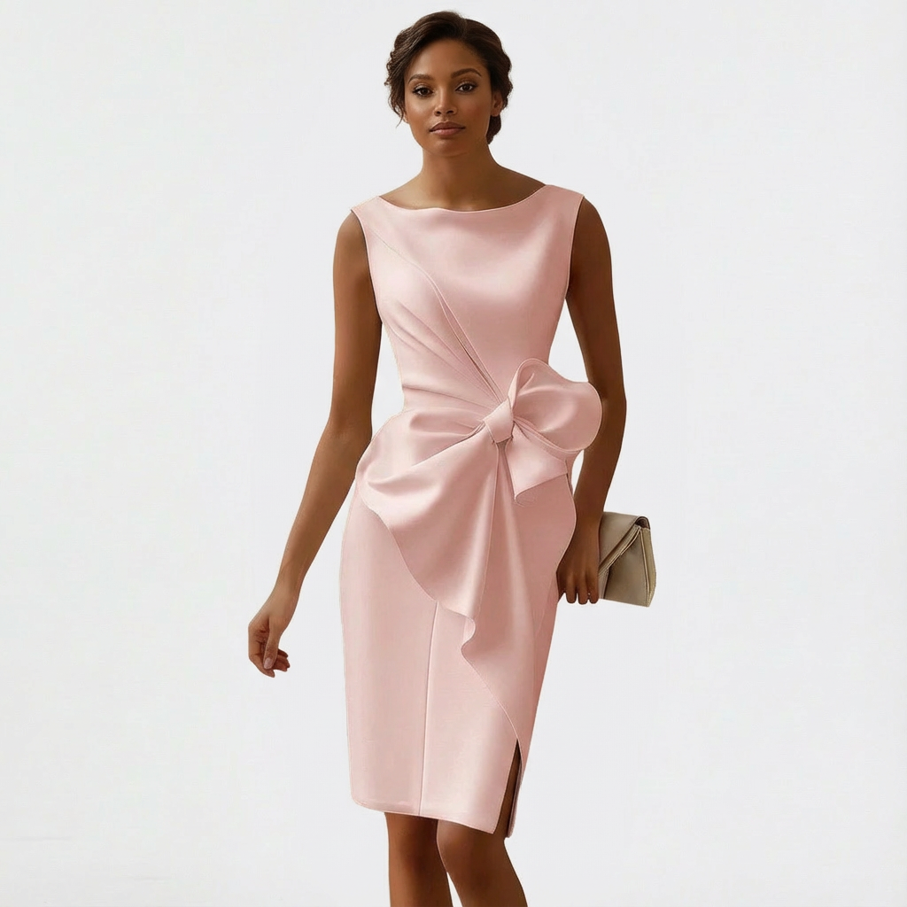 Keira | Women’s Midi Mother Of The Bride Dress with Front Bow