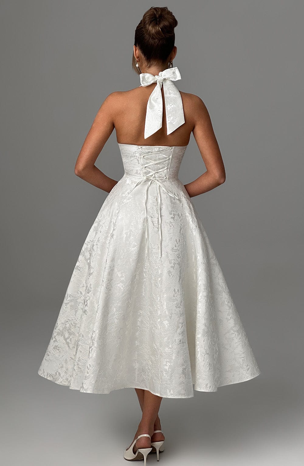 Hailey | Women Wedding Guest Halter Midi Dress