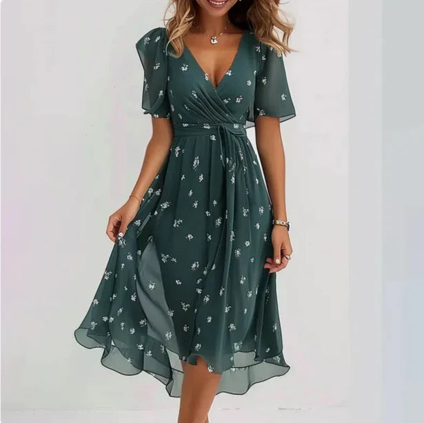 Oaklynn | Wrap Summer Dress with V-Neck for Women | Midi