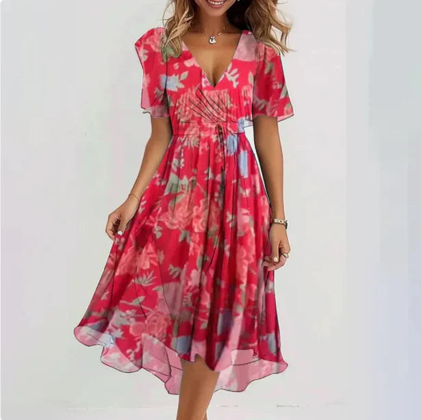 Oaklynn | Wrap Summer Dress with V-Neck for Women | Midi