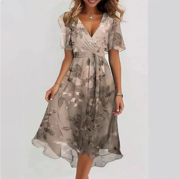 Oaklynn | Wrap Summer Dress with V-Neck for Women | Midi