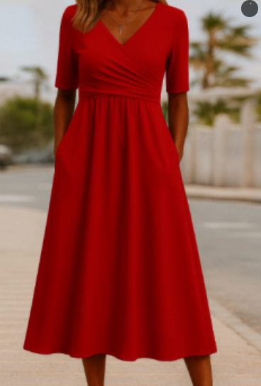 Charlotte | Summer Dress with V-neck and Wrap Design for Women | Midi