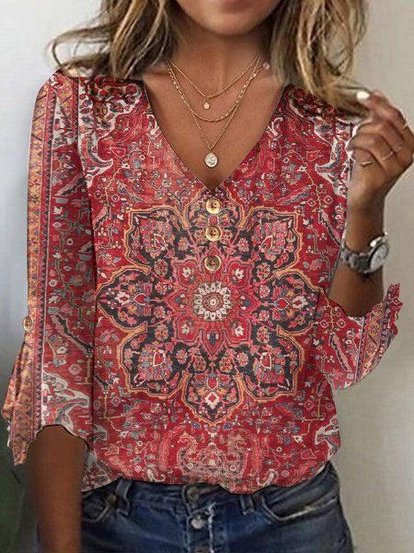 Abigail | Women’s Bohemian Print Blouse Oriental Style
