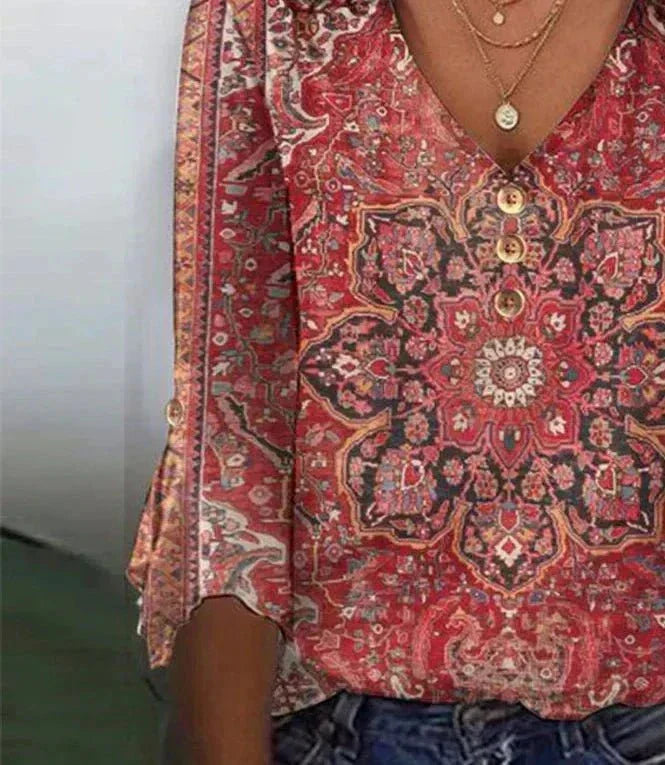 Abigail | Women’s Bohemian Print Blouse Oriental Style