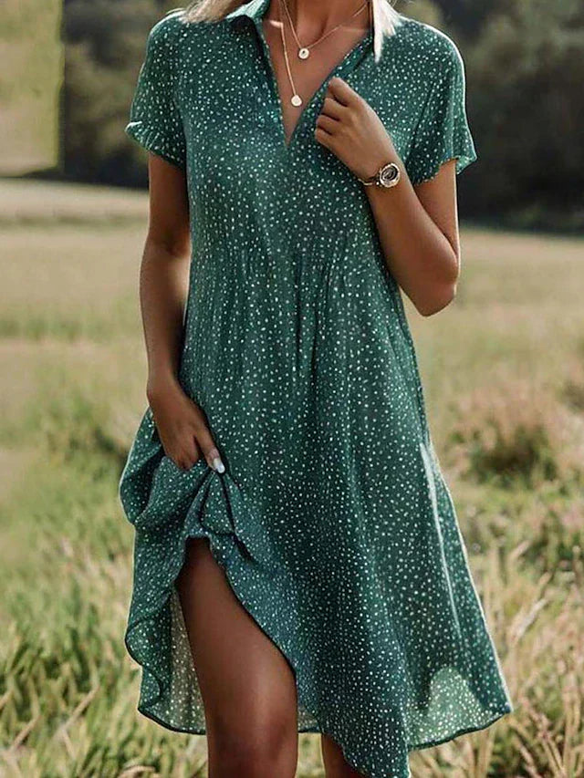 Lilah | Short-sleeved Shirt Summer Dress for Women | Midi