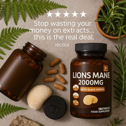 Lions Mane Mushroom 2000mg – 180 High Strength Tablets