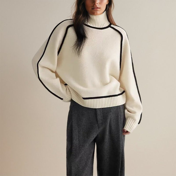Turtleneck Sweater – Minimalist Color Block Knit
