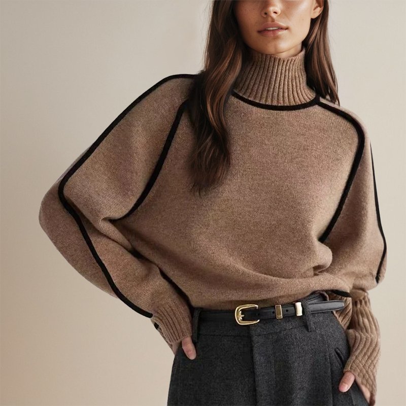 Turtleneck Sweater – Minimalist Color Block Knit