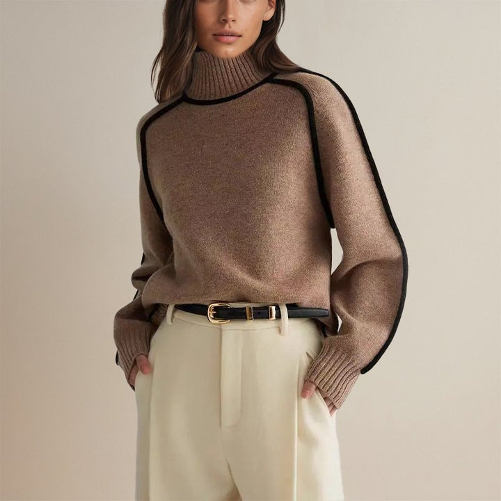 Turtleneck Sweater – Minimalist Color Block Knit