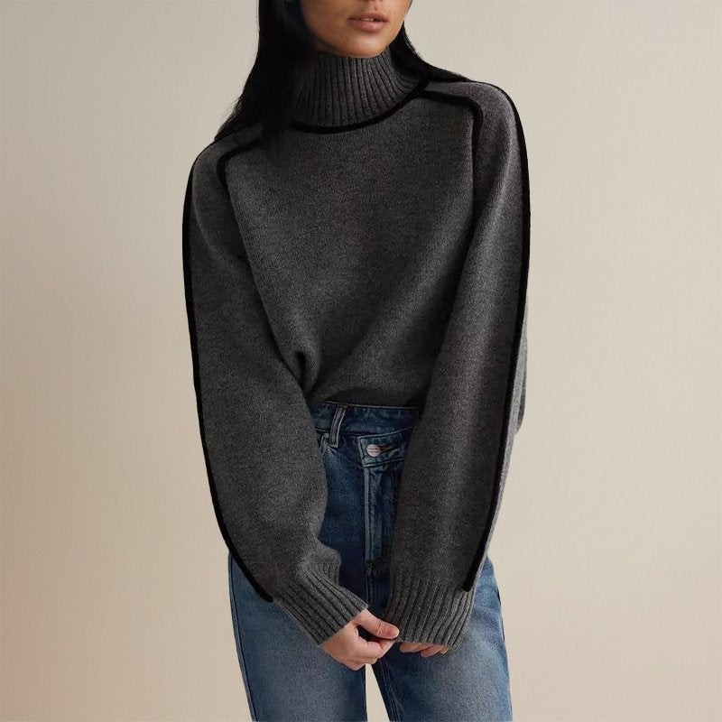 Turtleneck Sweater – Minimalist Color Block Knit