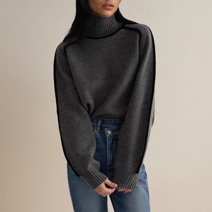 Turtleneck Sweater – Minimalist Color Block Knit