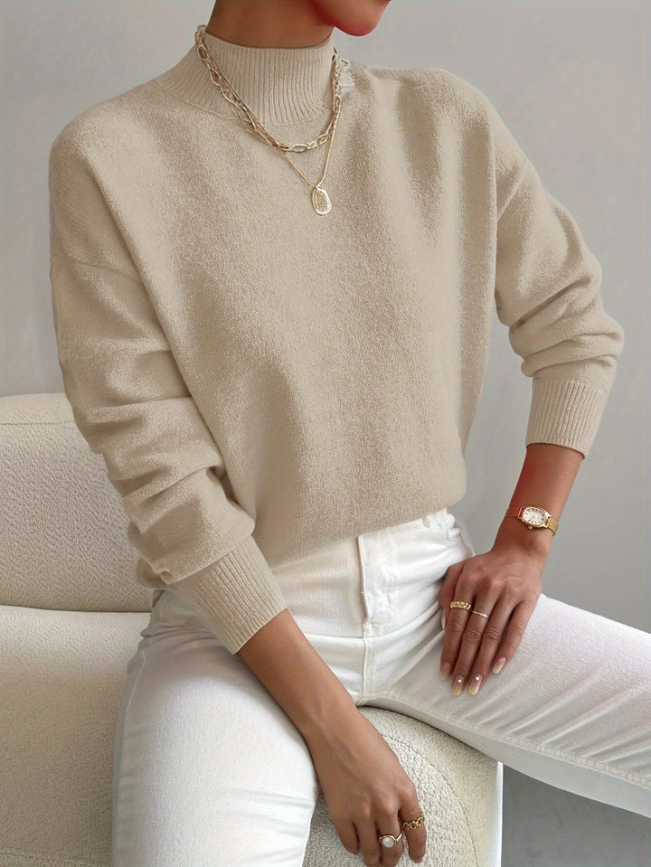 Classic High Neck Sweater – Soft Knit Pullover for Effortless Elegance