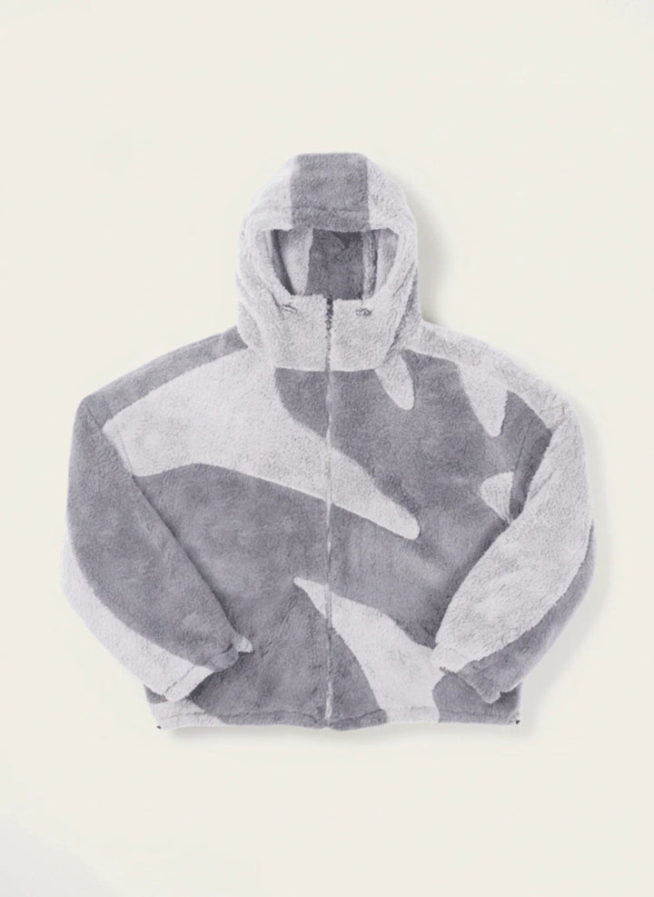 Men's Abstract Camo Fleece Hooded Jacket