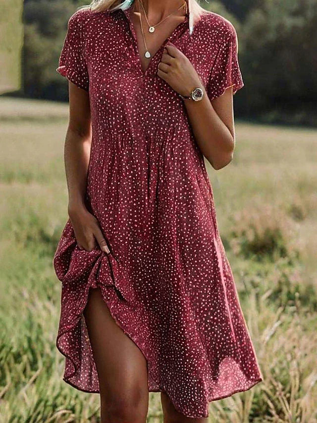 Lilah | Short-sleeved Shirt Summer Dress for Women | Midi