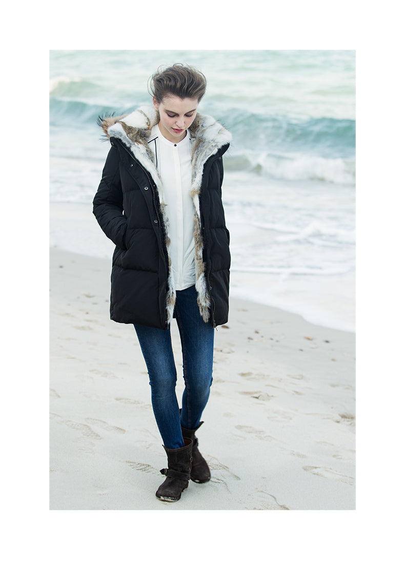 Delilah | Women’s Long Puffer Faux Fur Hood Coat