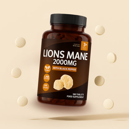 Lions Mane Mushroom 2000mg – 180 High Strength Tablets