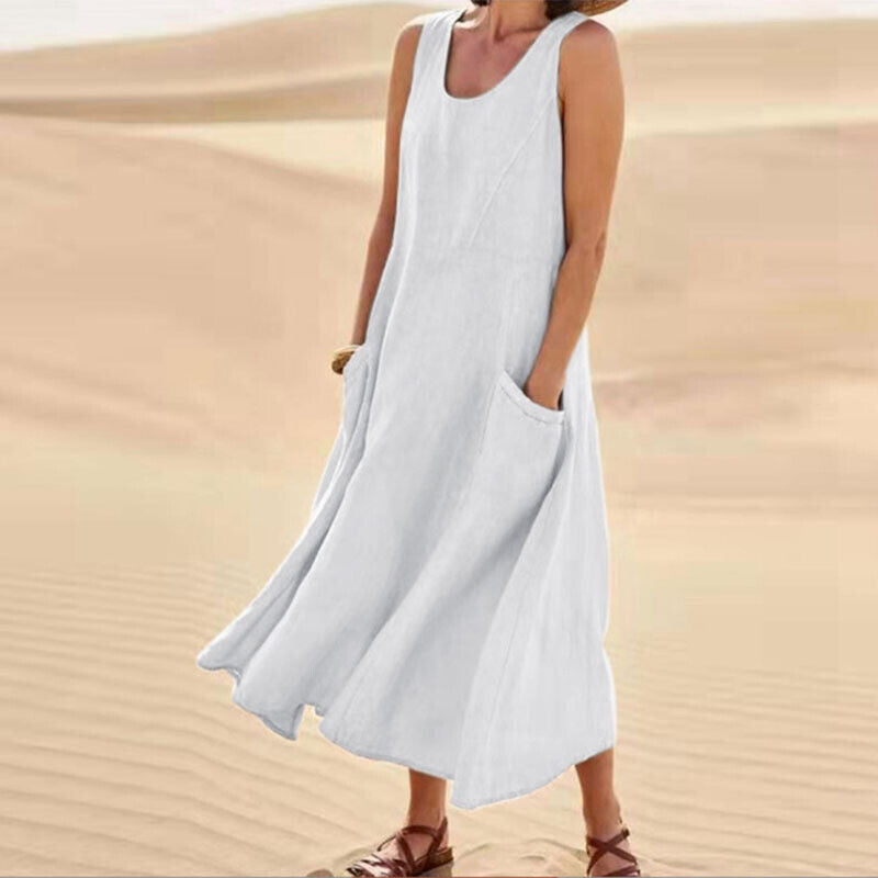 Alice | Summer Dress with Round Neckline for Women | Midi