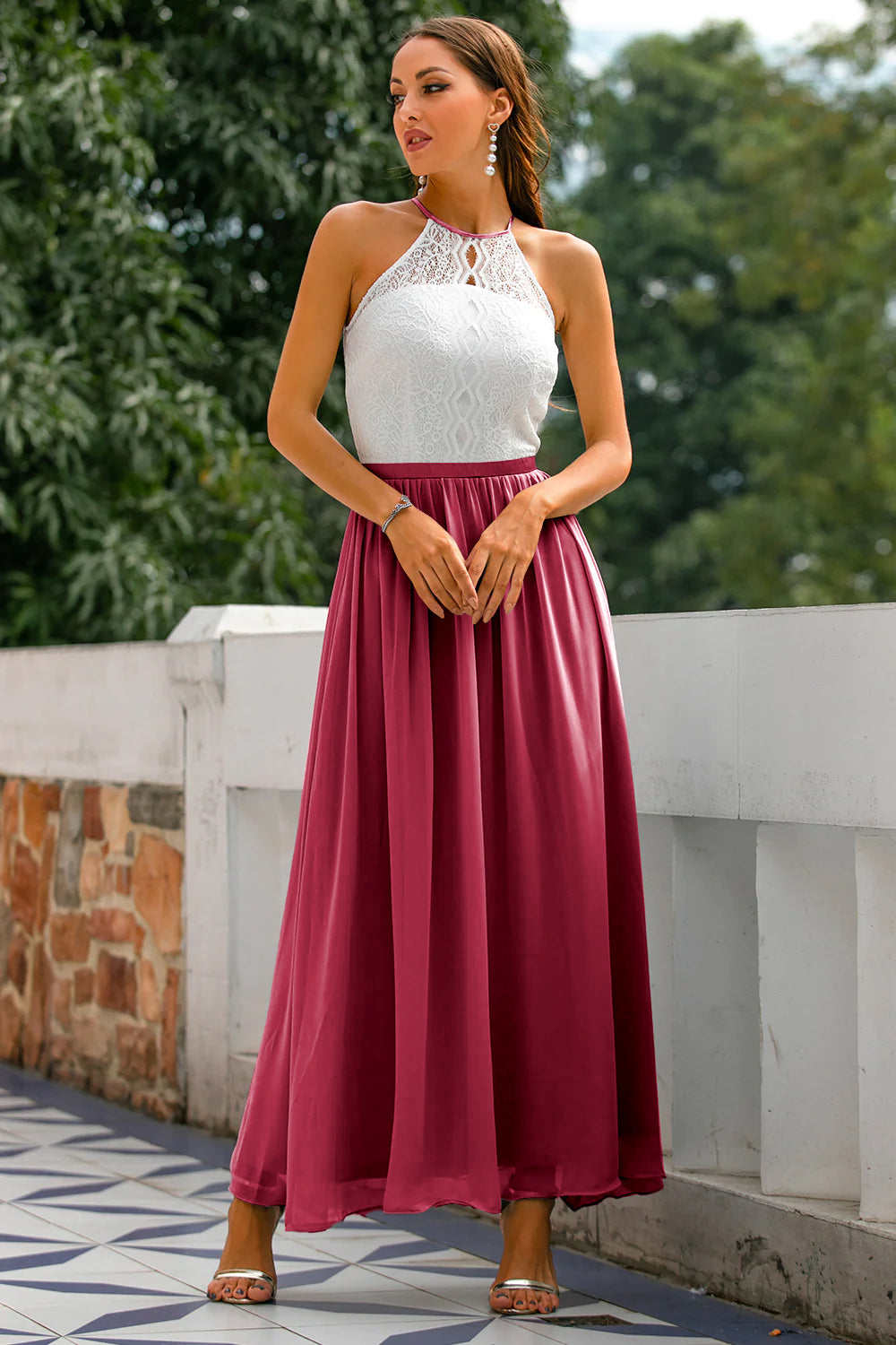 Lauren | Women Wedding Guest Halter Maxi Dress