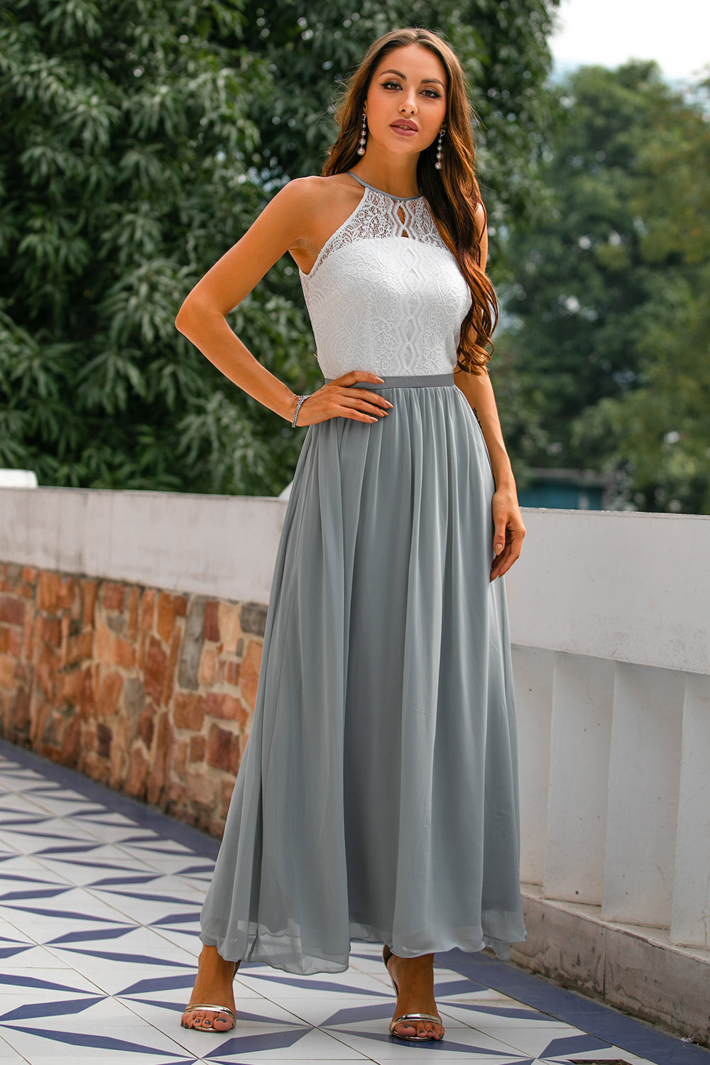 Lauren | Women Wedding Guest Halter Maxi Dress