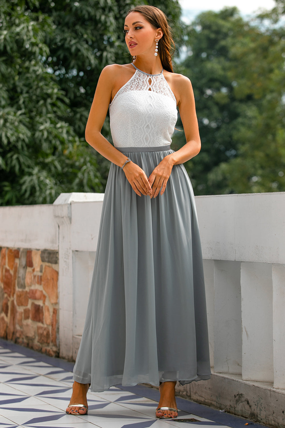 Lauren | Women Wedding Guest Halter Maxi Dress