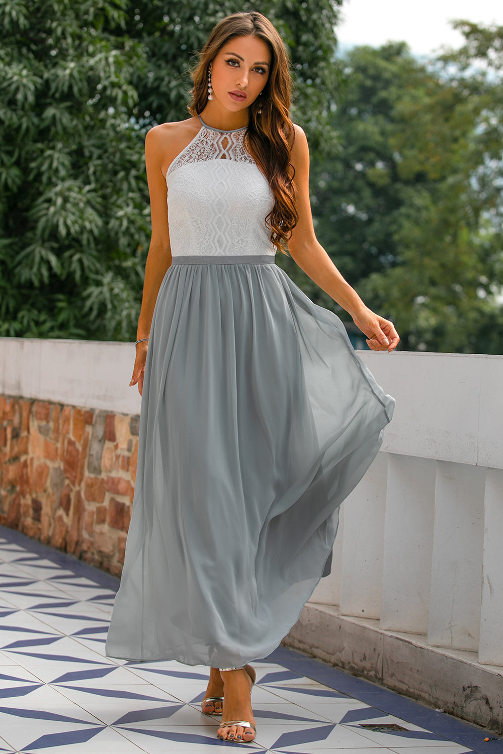 Camille | Women's Wedding Guest Halter Maxi Dress