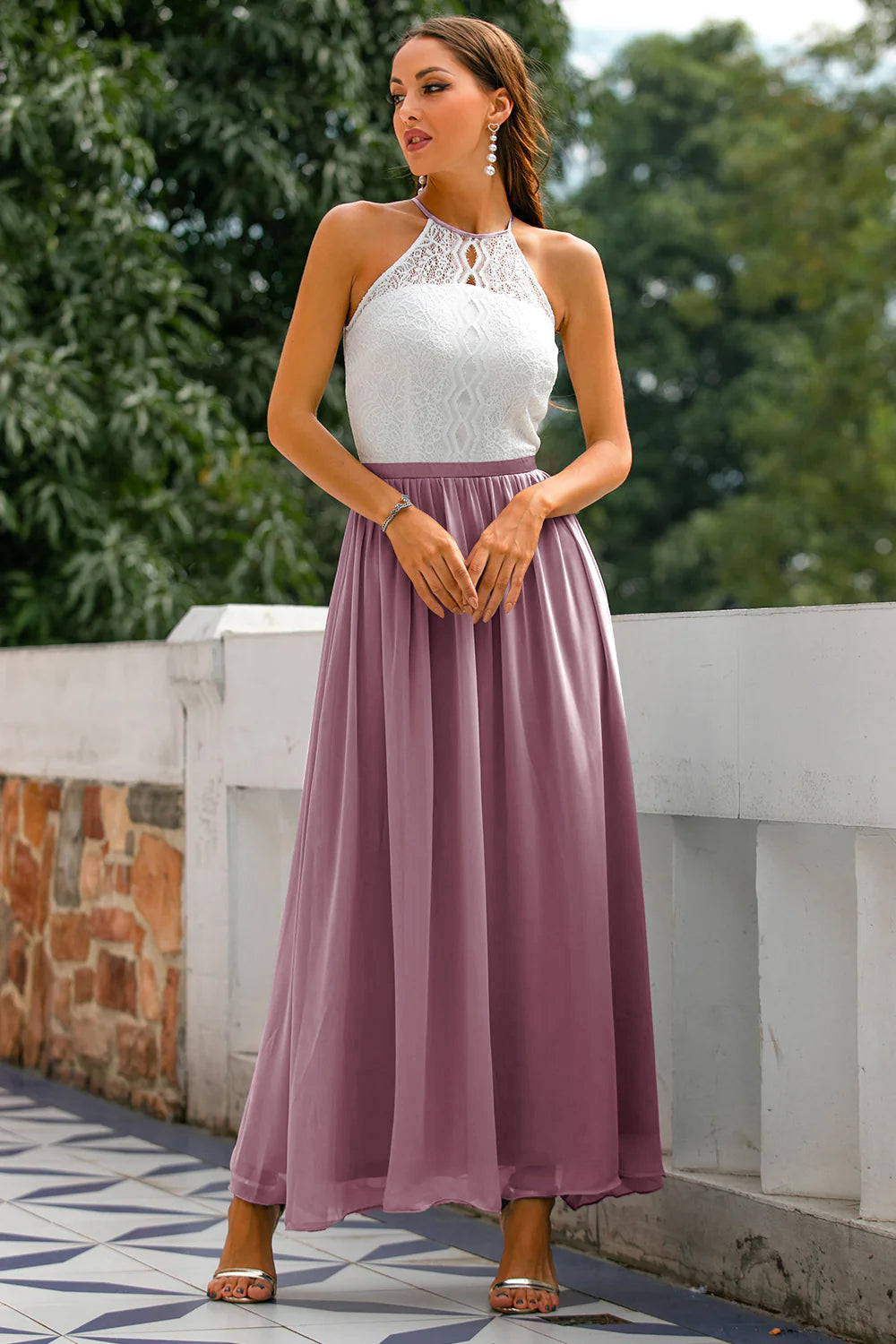 Camille | Women's Wedding Guest Halter Maxi Dress