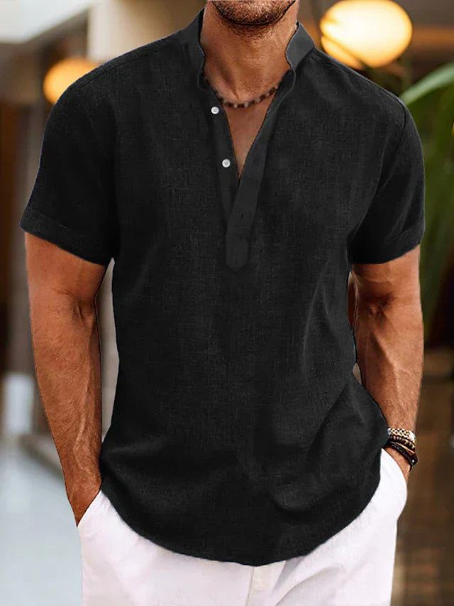 Bradley | Men Short Sleeve Henley Casual Shirt