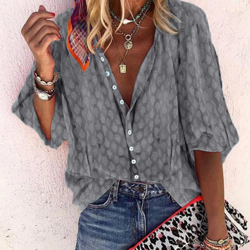 Ava | Women Printed Button Down Casual Blouse