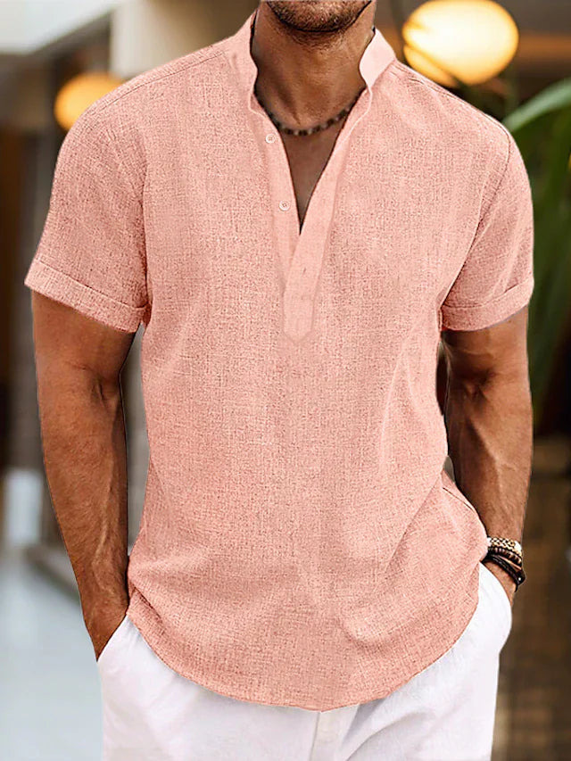 Bradley | Men Short Sleeve Henley Casual Shirt