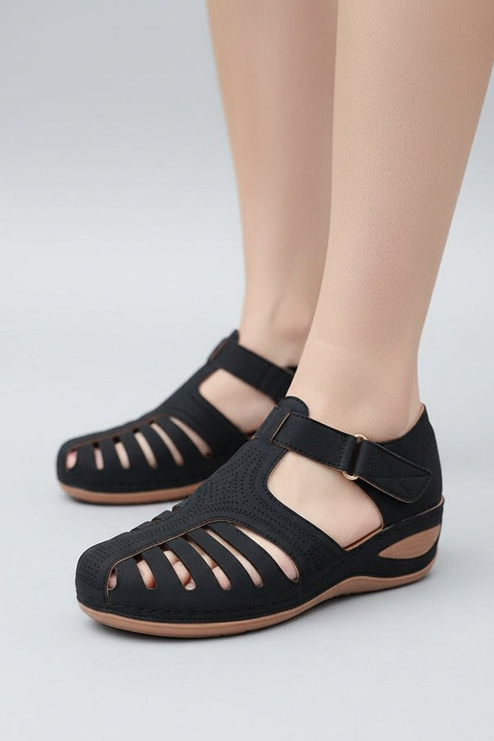 Ella | Women's Cushioned Closed-Toe Velcro Walking Sandals