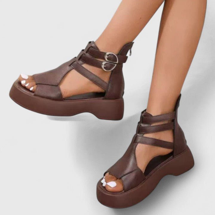 Grace | Women's Gladiator Platform Sandals Double-Buckle Ankle-Strap Open-Toe