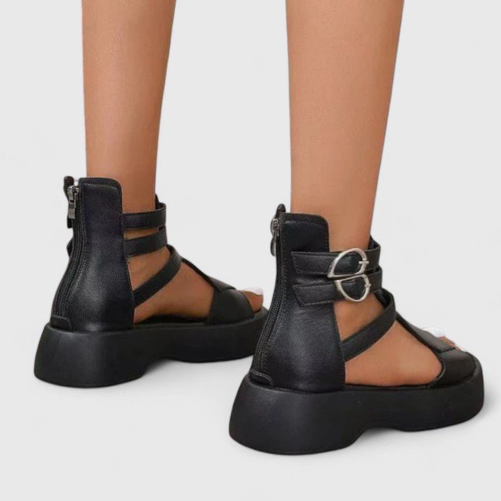Grace | Women's Gladiator Platform Sandals Double-Buckle Ankle-Strap Open-Toe