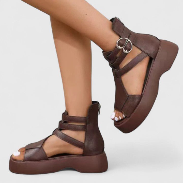Grace | Women's Gladiator Platform Sandals Double-Buckle Ankle-Strap Open-Toe