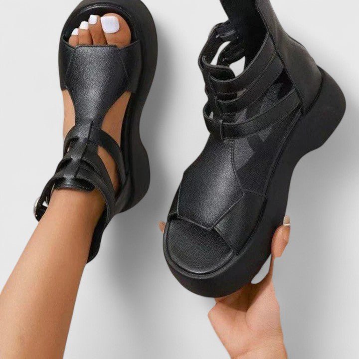 Grace | Women's Gladiator Platform Sandals Double-Buckle Ankle-Strap Open-Toe