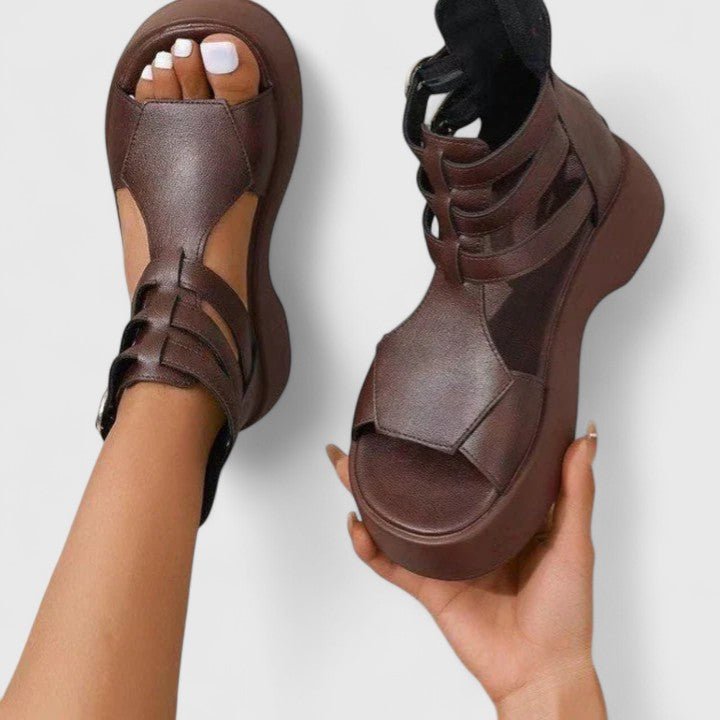 Grace | Women's Gladiator Platform Sandals Double-Buckle Ankle-Strap Open-Toe