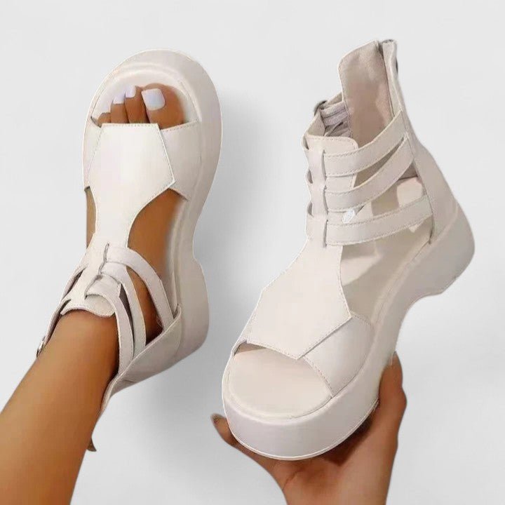 Grace | Women's Gladiator Platform Sandals Double-Buckle Ankle-Strap Open-Toe