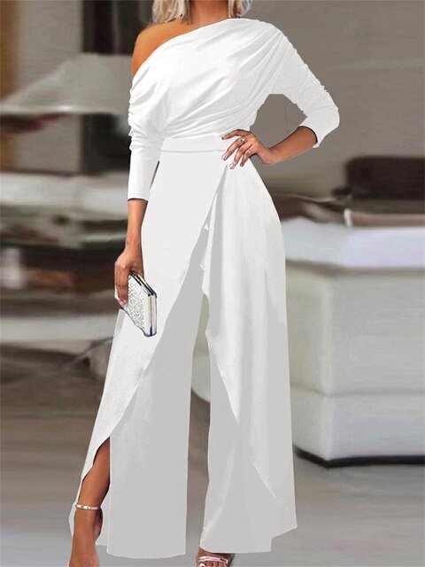 Lily | Women's Off-Shoulder Wide-Leg Long-Sleeve Jumpsuit