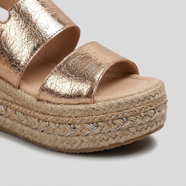 Willow | Women's Rose Gold Metallic Platform Espadrille Sandals
