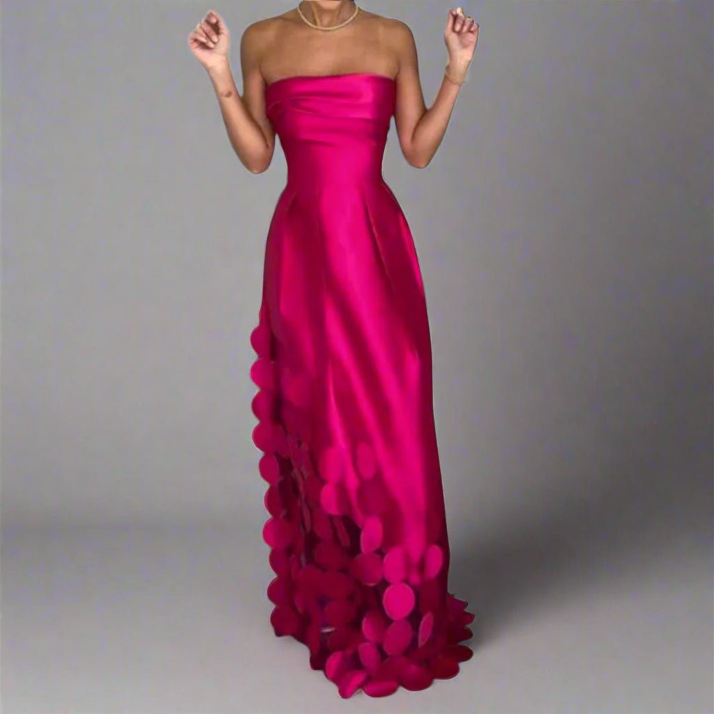 Ivy | Women's Strapless Fitted Bodice Circular-Hem Maxi Evening Dress