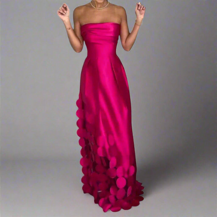 Ivy | Women's Strapless Fitted Bodice Circular-Hem Maxi Evening Dress